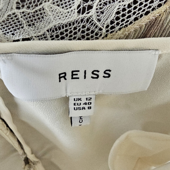 Reiss Emlin Floral Printed MIDI‎ Dress Ivory Yellow Fairy Cottage Lace NWOT - Picture 7 of 13